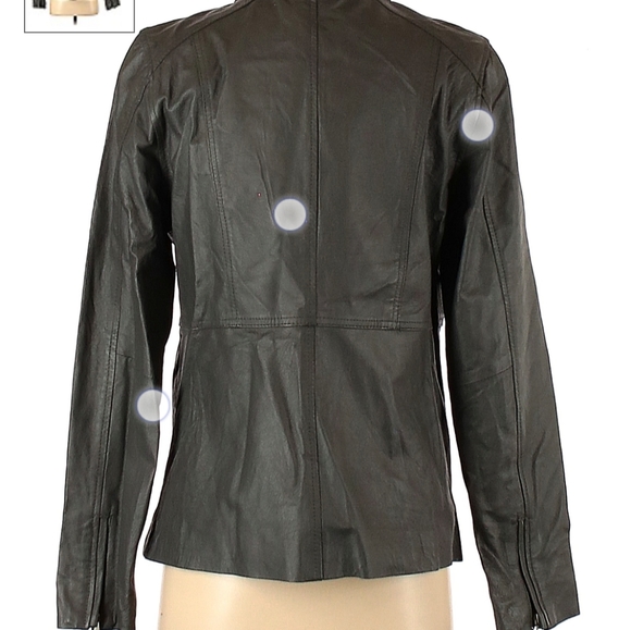 Issac mizrahi grey leather jacket - Picture 2 of 2